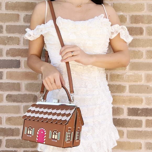 Kate Spade Gingerbread House Novelty Crossbody Handbag Rare Holiday Collection - Picture 2 of 14